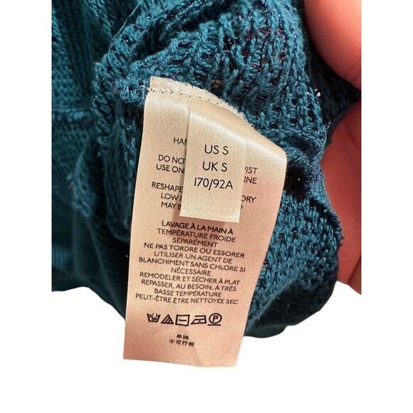 ✌️ 2/$40 ✌️ We The Free Womens Teal Chevron Knit V-Neck Sweater Top Size S - Picture 5 of 8